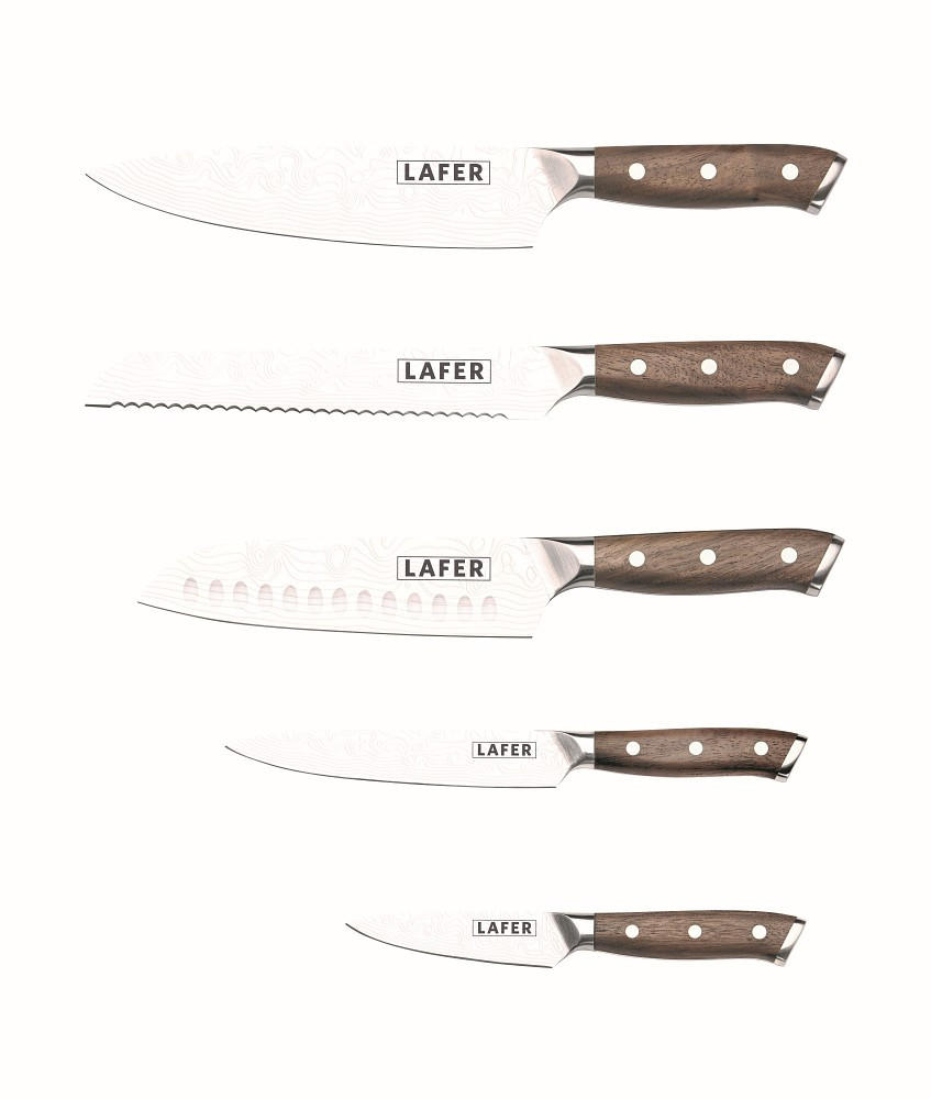 MESSERSET Touch 5-teilig  - Graubraun, Basics, Holz/Metall - Johann Lafer