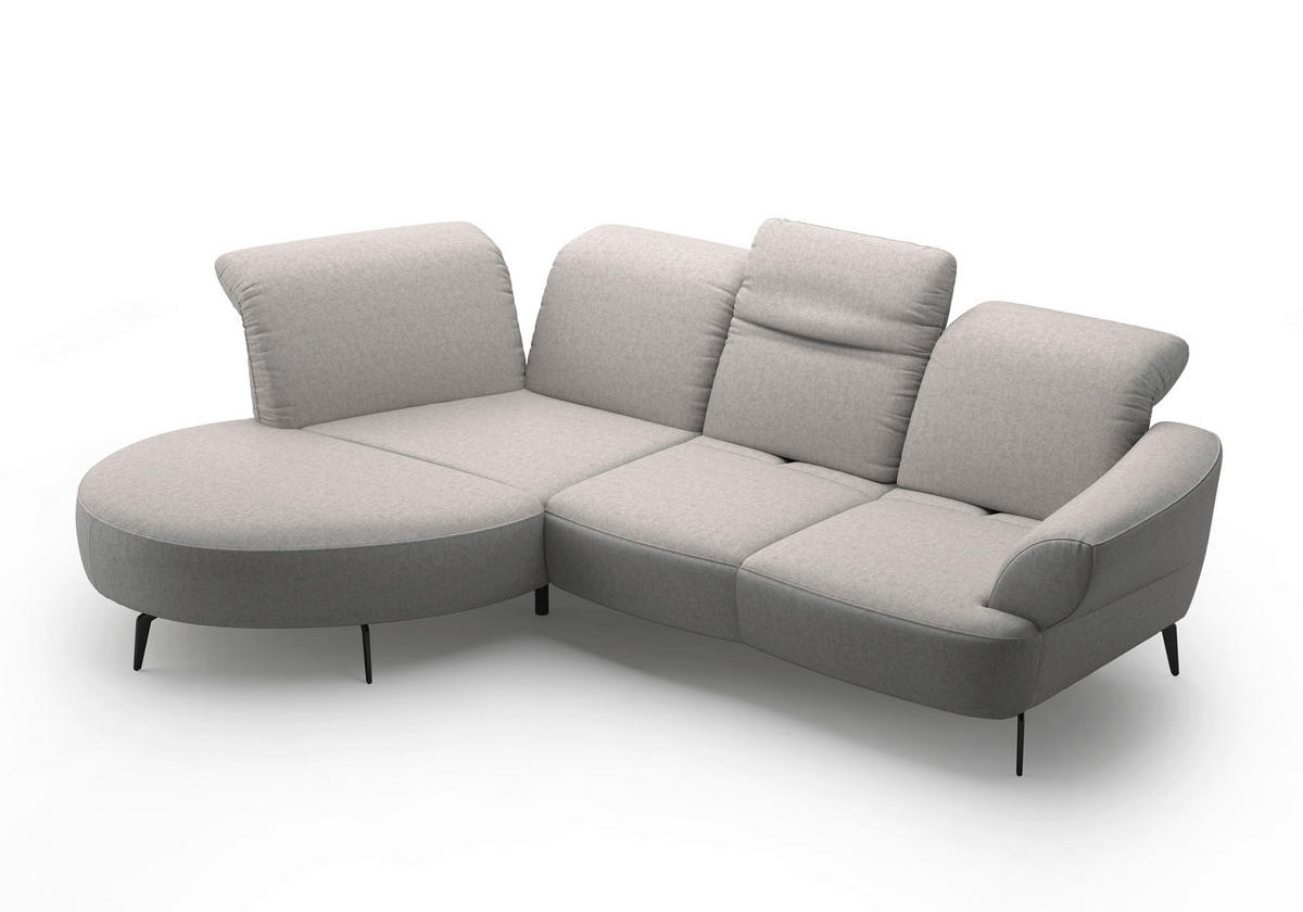 ECKSOFA in Flachgewebe Hellgrau  208/313 cm  - Hellgrau/Schwarz, MODERN, Textil/Metall (208/313cm) - Sit & More