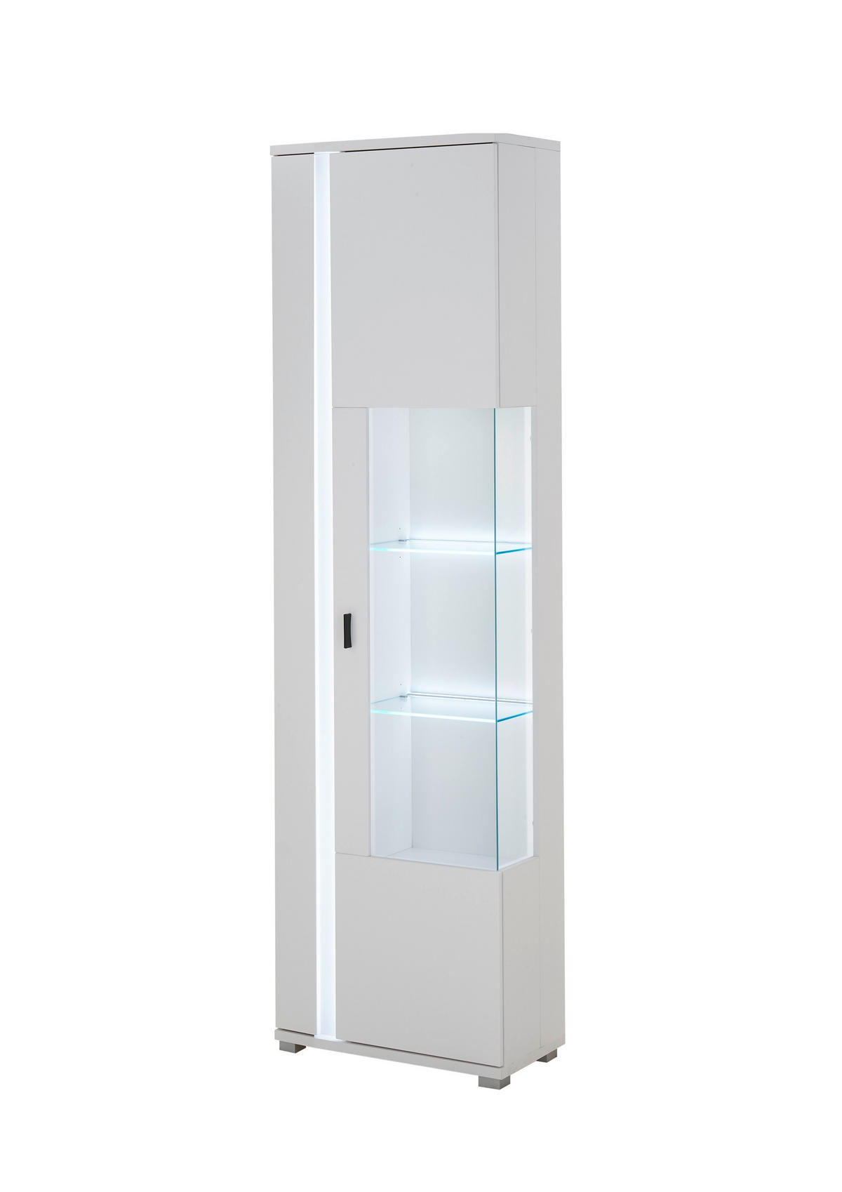VITRINE in Weiß  - Silberfarben/Schwarz, Design, Glas/Holzwerkstoff (55/200/35cm) - MID.YOU