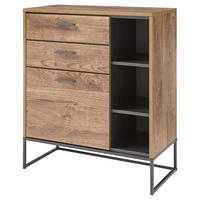 KOMÓD 79/94/38 cm  - grafitszürke/tölgyfa színű, Trend, faalapú anyag/fém (79/94/38cm) - Xora