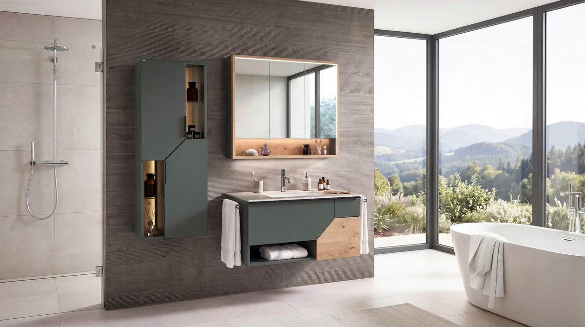 SPIEGELSCHRANK 96,6/82,5/18 cm  - Wildeiche/Edelstahlfarben, LIFESTYLE, Glas/Holz (96,6/82,5/18cm) - Voglauer