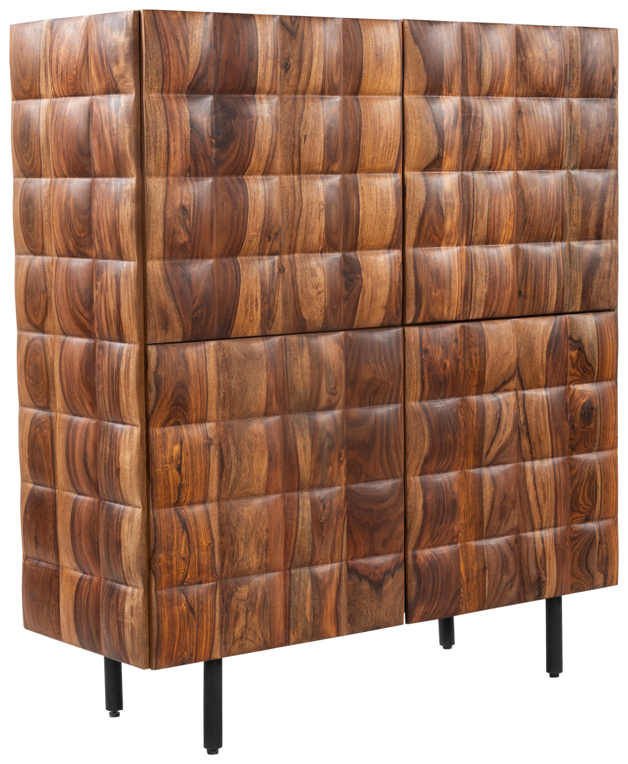 HIGHBOARD  in 109/120/42 cm  - Sheeshamfarben/Schwarz, Trend, Holz/Metall (109/120/42cm) - Ambia Home