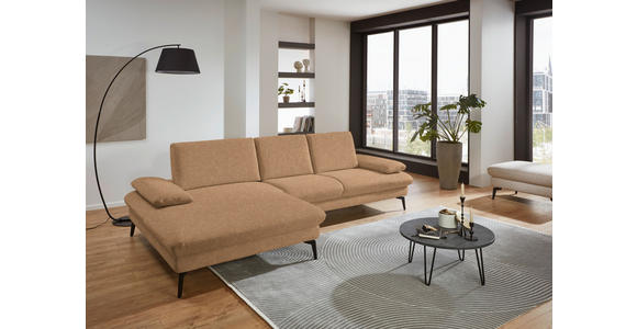 ECKSOFA in Chenille, Mikrofaser Cappuccino 157/299 cm - Schwarz/Cappuccino, Design, Textil/Metall (157/299cm) - Dieter Knoll