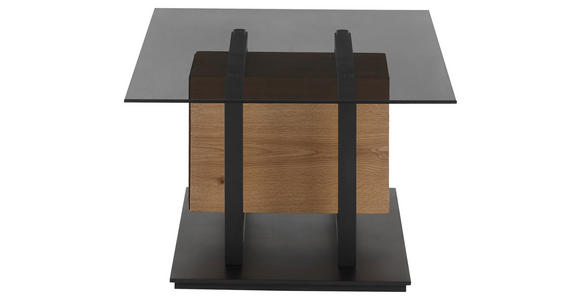 COUCHTISCH Eiche furniert Sicherheitsglas 110/70/45 cm rechteckig Schwarz, Eichefarben - Eichefarben/Schwarz, Design, Glas/Holz (110/70/45cm) - Novel
