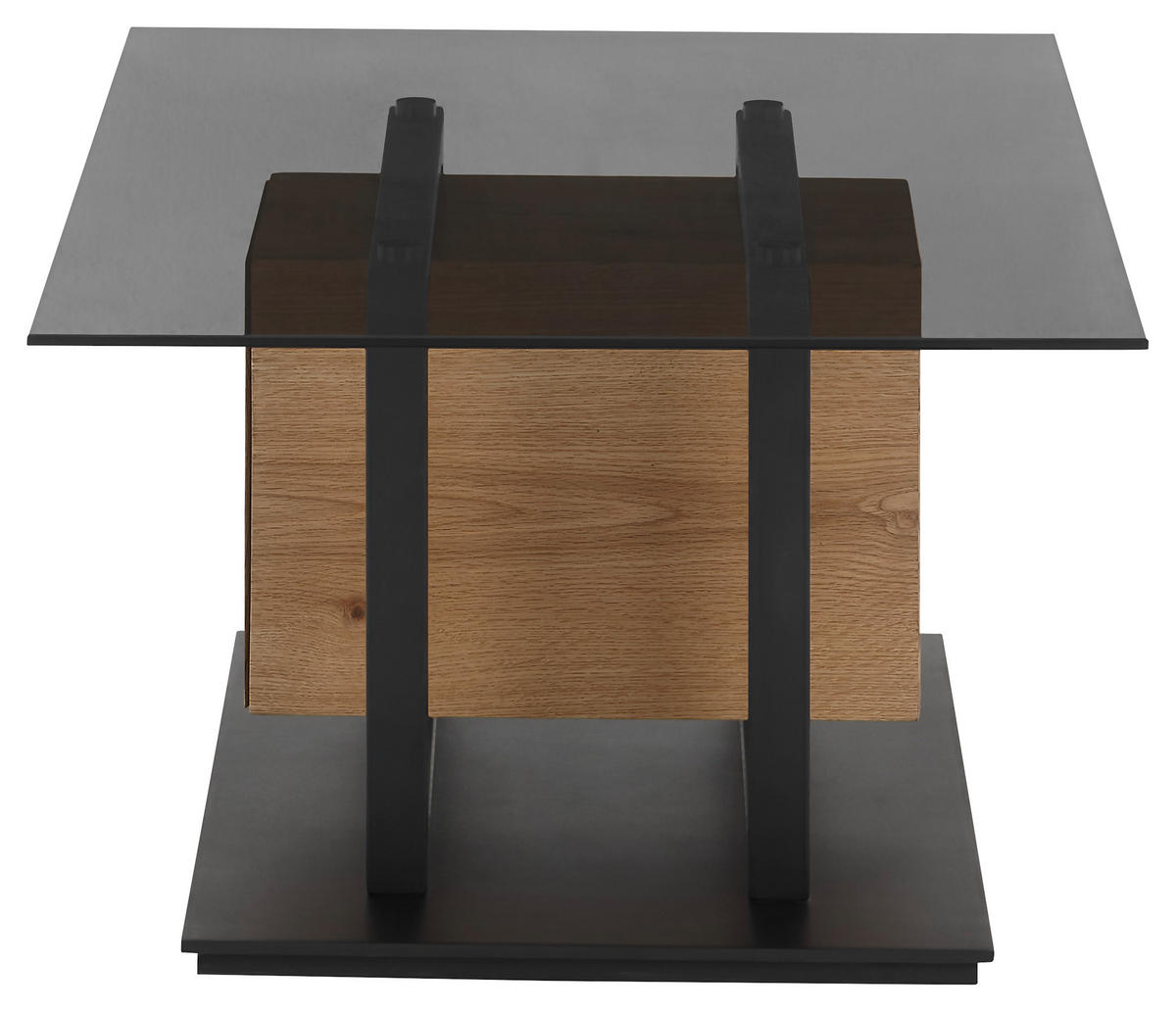 COUCHTISCH in Holz, Glas, Holzwerkstoff 110/70/45 cm  - Eichefarben/Schwarz, Design, Glas/Holz (110/70/45cm) - Novel