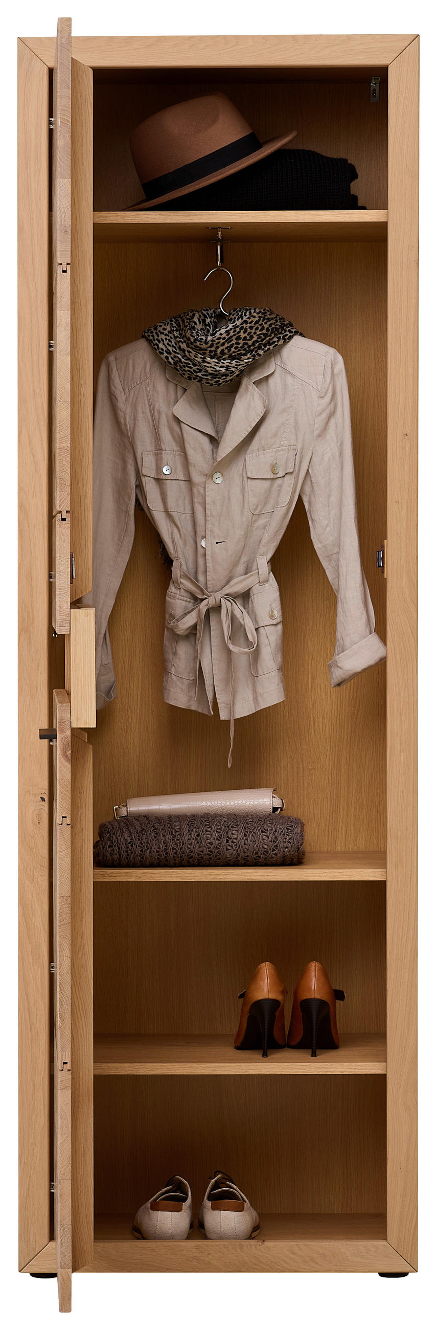 GARDEROBENSCHRANK  in 63,8/199/40 cm  - Eichefarben/Schwarz, KONVENTIONELL, Holz/Metall (63,8/199/40cm) - Linea Natura