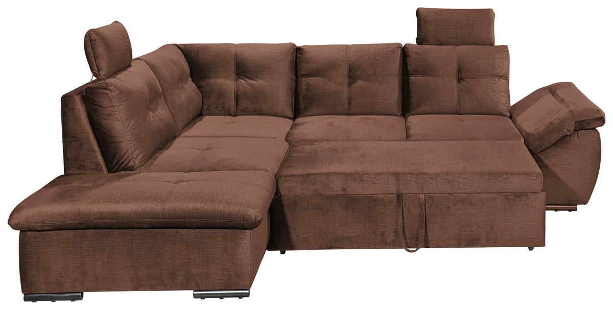 ECKSOFA Kupferfarben Mikrovelours  - Schwarz/Kupferfarben, KONVENTIONELL, Kunststoff/Textil (217/265cm) - Carryhome