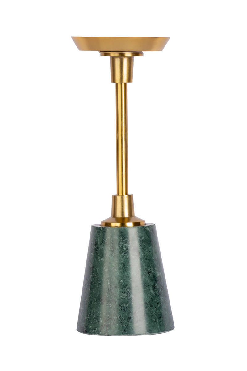 KERZENHALTER - Goldfarben/Grün, Trend, Stein/Metall (10/30/10cm) - Kayoom