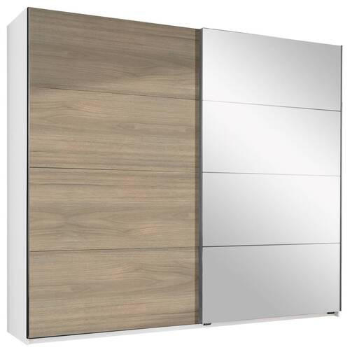 SCHWEBETÜRENSCHRANK 225/210/65 cm 2-türig Weiß, Eichefarben, Hickory - Eichefarben/Alufarben, Design, Glas/Holzwerkstoff (225/210/65cm) - Boxxx