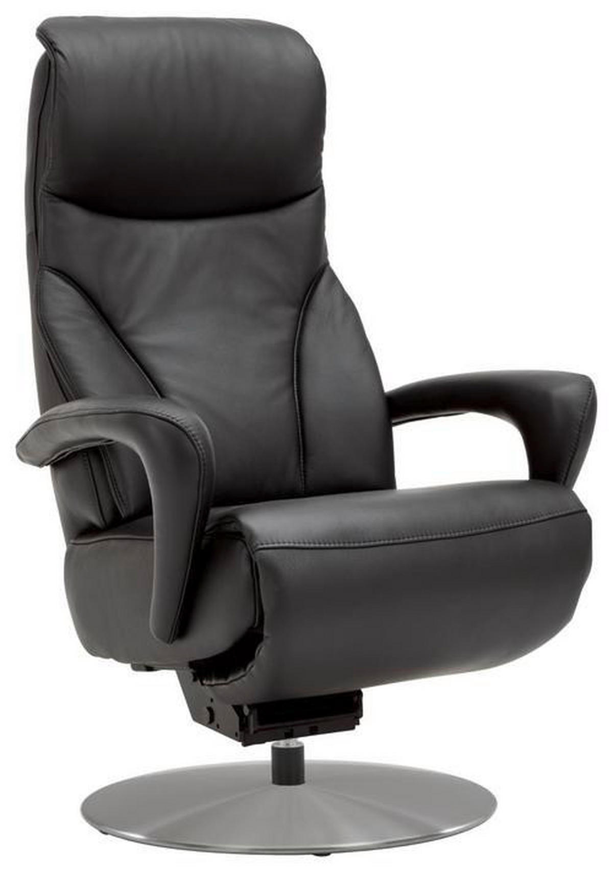 RELAXSESSEL in Leder Schwarz  - Edelstahlfarben/Schwarz, Design, Leder/Metall (75/117/88cm) - Dieter Knoll