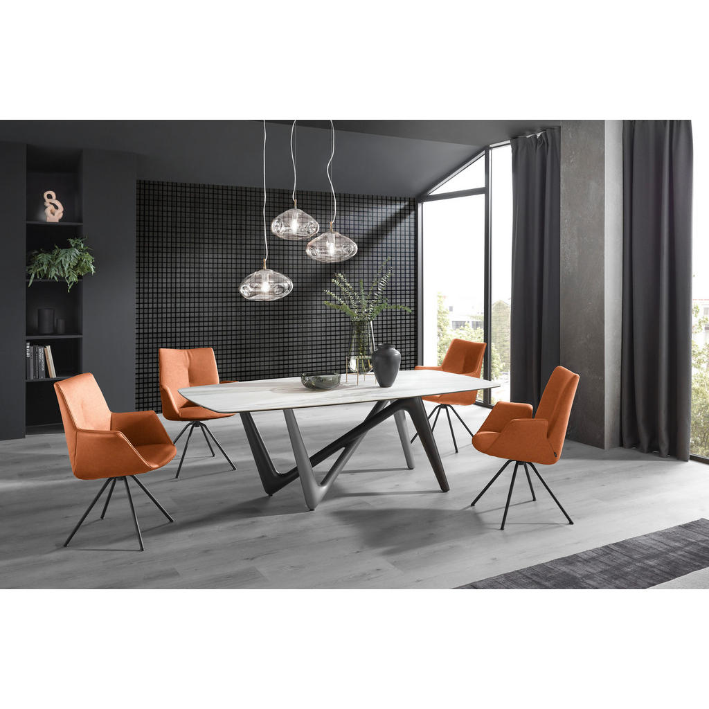 Thumbnail - Dieter Knoll Armlehnstuhl, Schwarz, Cognac, Metall, Leder, Echtleder, Semi-Anilinleder, Rundrohr, 60x90x61 cm, Beinauswa...
