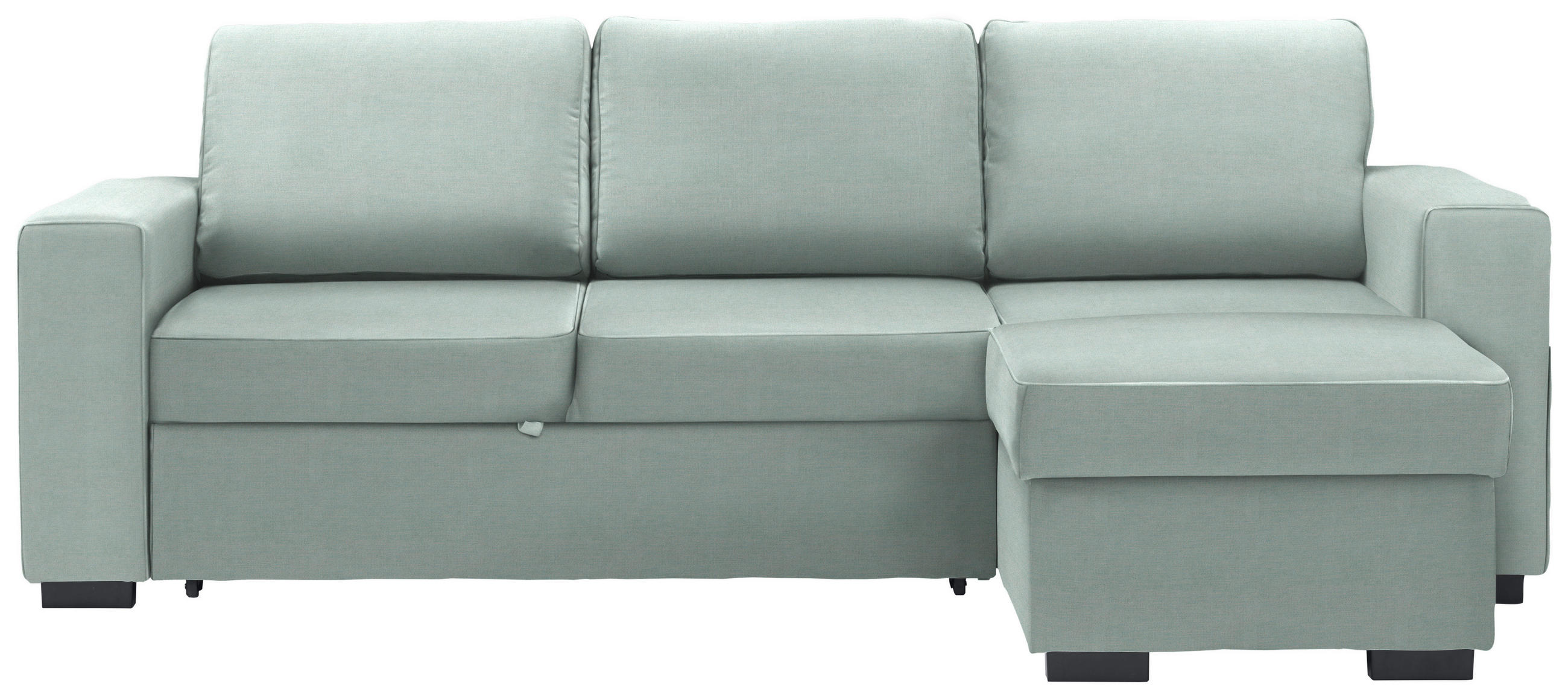 ECKSOFA Mintgrün Velours Schlaffunktion, Rücken echt, Stauraum  - Schwarz/Mintgrün, Design, Kunststoff/Textil (244/157cm) - Carryhome