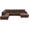 WOHNLANDSCHAFT in Echtleder Dunkelbraun  - Dunkelbraun/Alufarben, Design, Leder/Metall (233/339/165cm) - Beldomo Premium