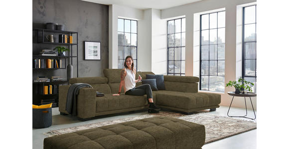 ECKSOFA  in Mikrofaser Dunkelgrün  301/207 cm  - Dunkelgrün/Schwarz, Design, Textil/Metall (301/207cm) - Xora