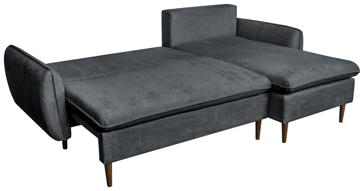 ECKSOFA Graphitfarben Chenille  - Buchefarben/Graphitfarben, KONVENTIONELL, Holz/Textil (244/163cm) - Carryhome