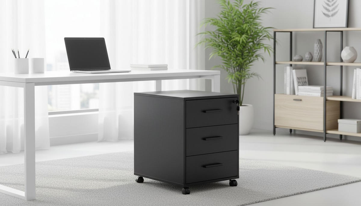 ROLLCONTAINER 43/56/60 cm  - Schwarz, MODERN, Holzwerkstoff/Kunststoff (43/56/60cm) - Livetastic