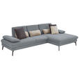 ECKSOFA in Chenille, Mikrofaser Blaugrau  - Blaugrau/Schwarz, Design, Textil/Metall (299/157cm) - Dieter Knoll