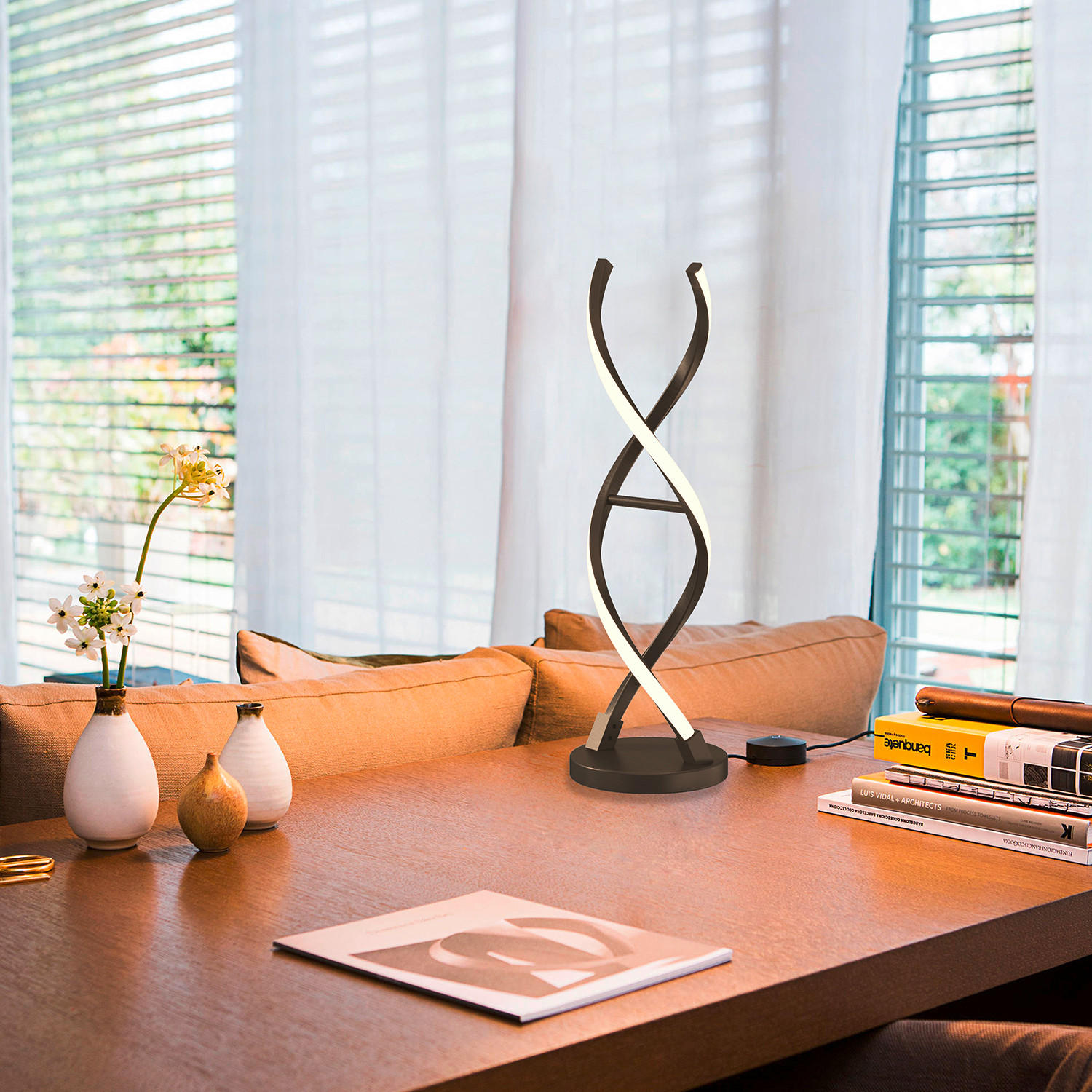 LED-TISCHLEUCHTE 5097 DNA 15/15/48.5 cm   - Titanfarben/Schwarz, Design, Kunststoff/Metall (15/15/48.5cm)