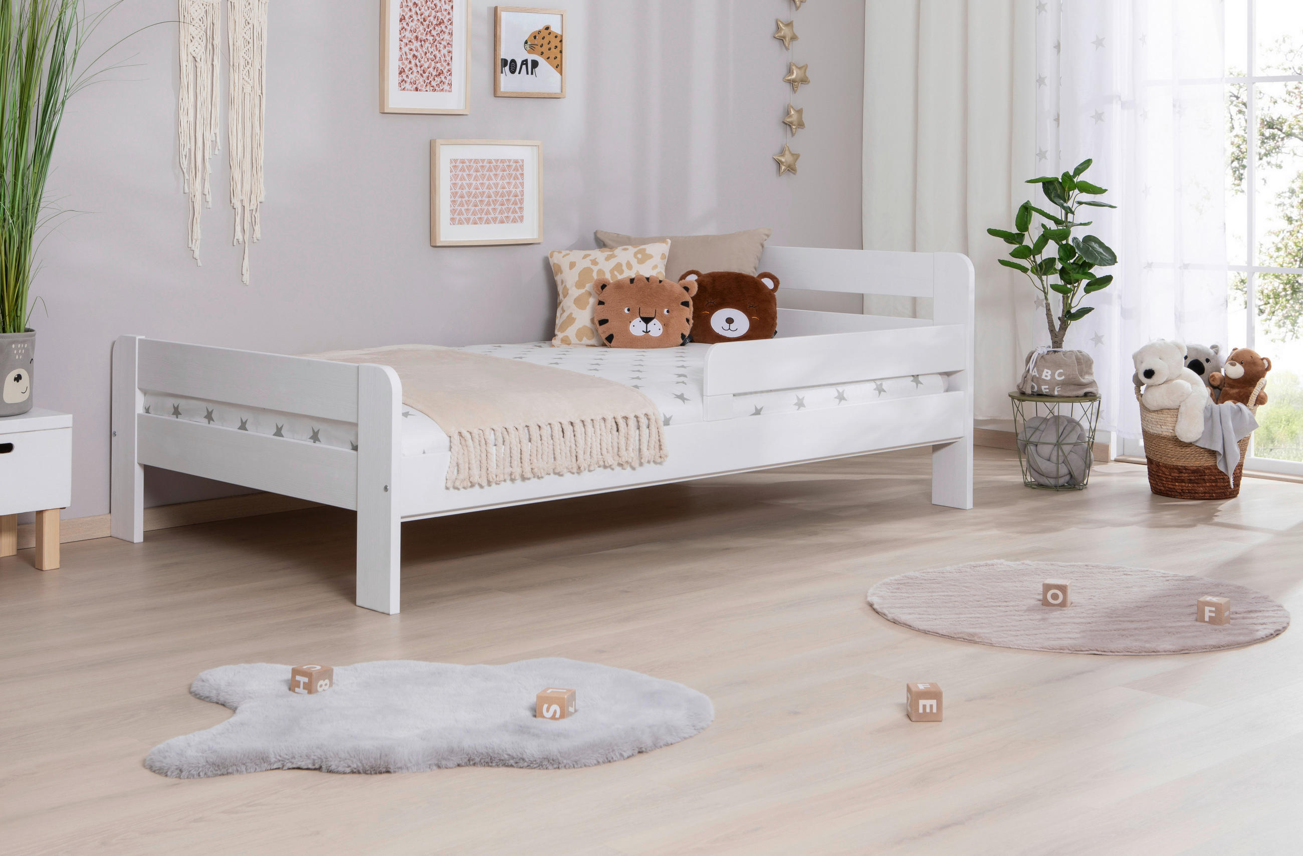 Bett Bennet mit Rausfallschutz 120/200 cm  in Weiss   - Weiss, Modern, Holz (120/200cm) - MID.YOU