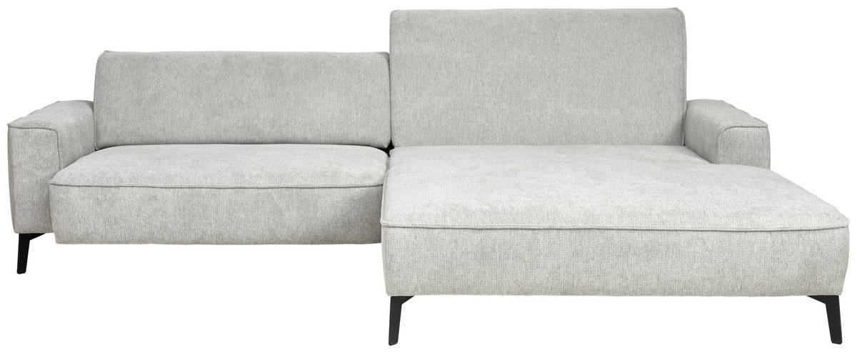 ECKSOFA in Flachgewebe Hellgrau  - Hellgrau/Schwarz, Design, Textil/Metall (285/190cm) - Johann Jakob