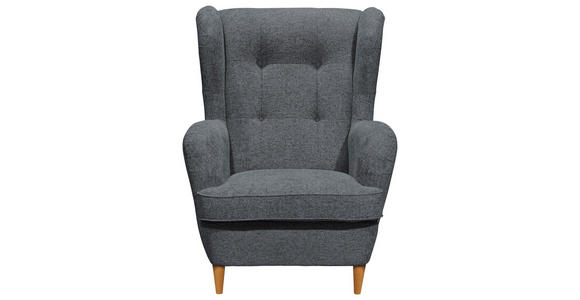 OHRENSESSEL in Webstoff Anthrazit, Eiche Wotan - Anthrazit/Eiche Wotan, Basics, Holz/Textil (78/102/98cm) - Carryhome