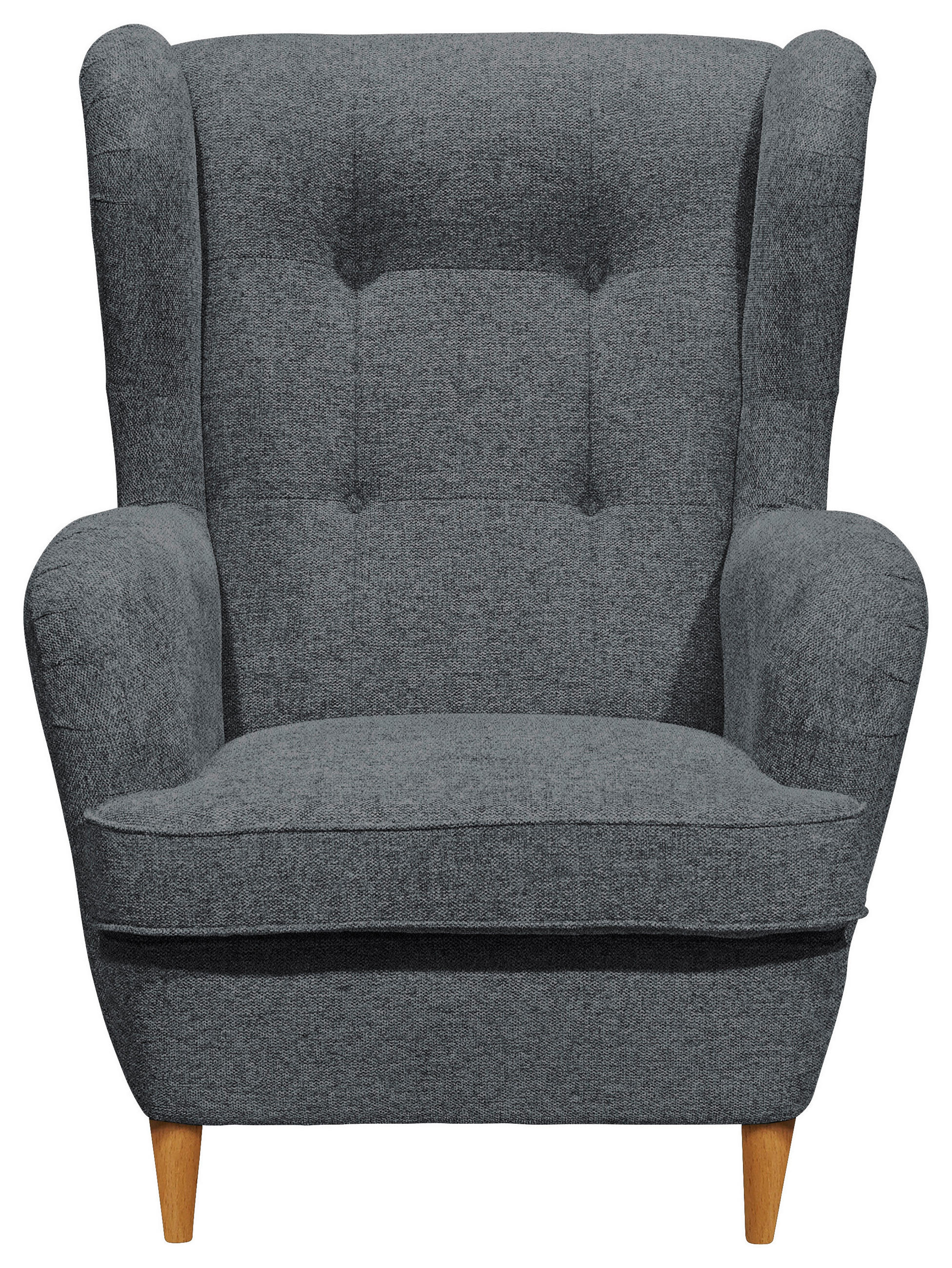 Thumbnail - Carryhome Ohrensessel, Anthrazit, Eiche Wotan, Textil, Buche, massiv, 78x102x98 cm, Stoffauswahl, Wohnzimmer, Sessel, Oh...