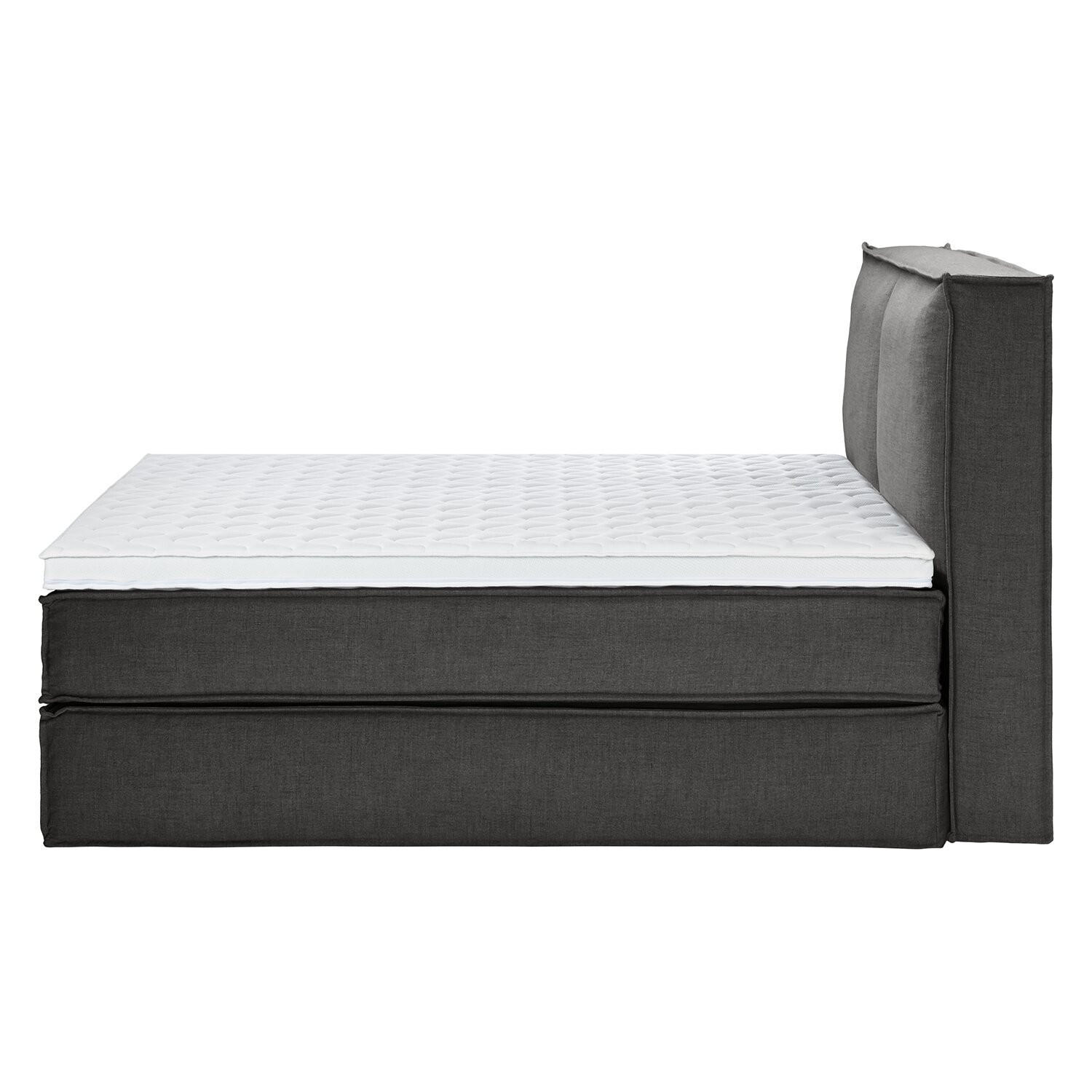 BOXSPRINGBETT 140/220 cm  in Anthrazit  - Anthrazit/Schwarz, Design, Kunststoff/Textil (140/220cm) - home24