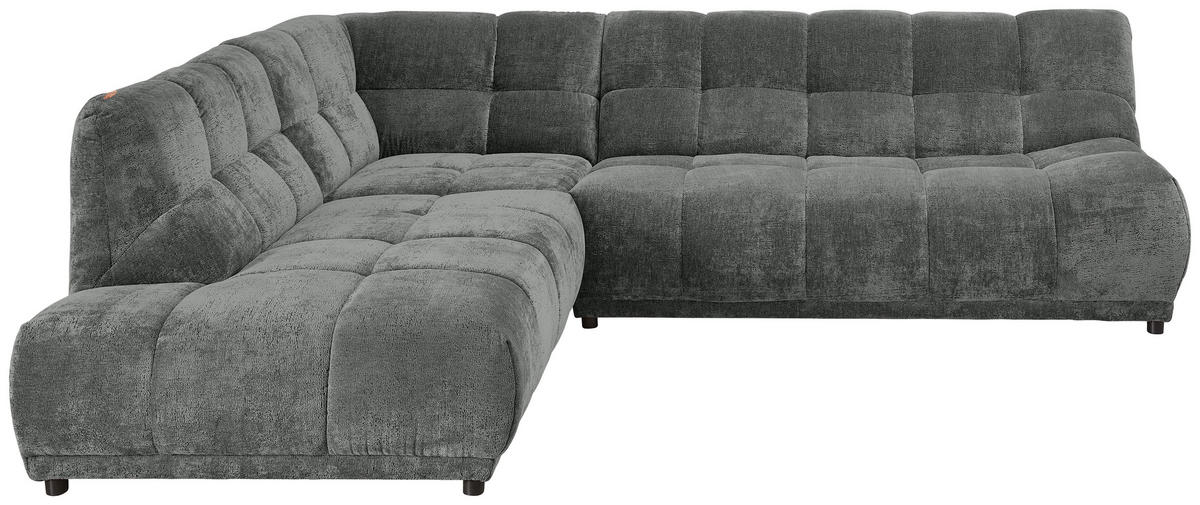 ECKSOFA ITALIA in Chenille Anthrazit  250/284 cm  - Anthrazit/Schwarz, MODERN, Kunststoff/Textil (250/284cm) - Livetastic