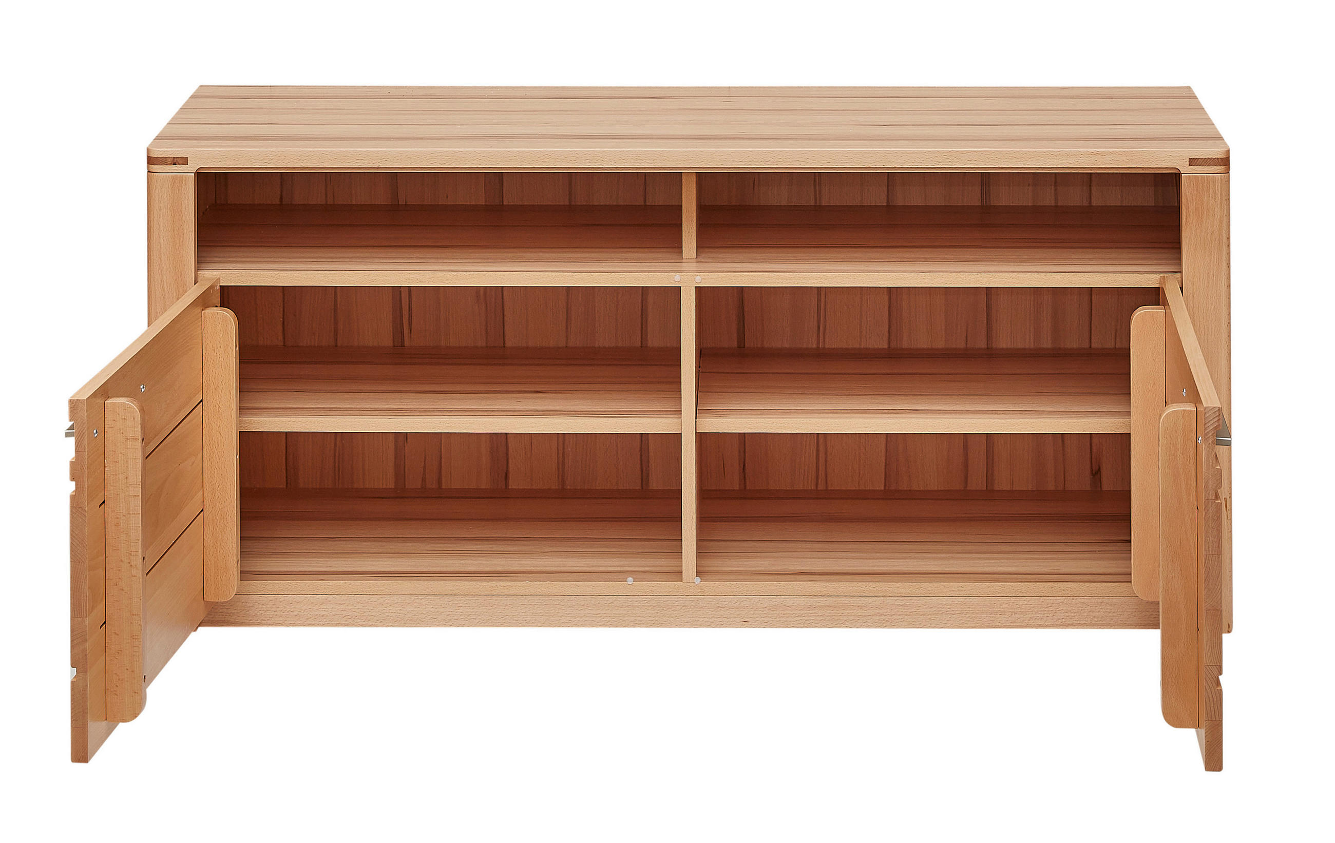 KOMODA POD TELEVIZI, jádrový buk, jádrový buk, 131/58/45 cm - jádrový buk/barvy nerez oceli, Natur, kov/dřevo (131/58/45cm) - Carryhome