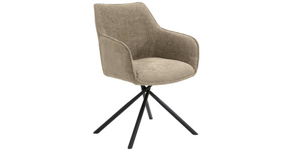 ARMLEHNSTUHL in Webstoff - Taupe/Schwarz, Design, Textil/Metall (63/88/62cm) - Novel