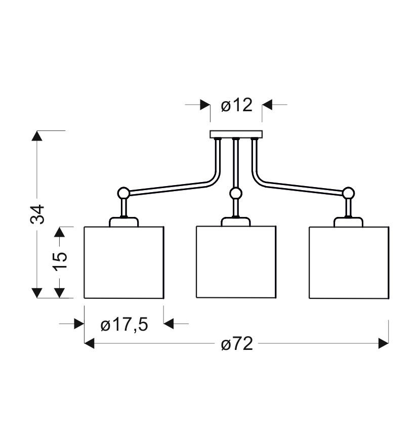 DECKENLEUCHTE Topi 72/72/34 cm   - Creme/Schwarz, KONVENTIONELL, Kunststoff/Metall (72/72/34cm)