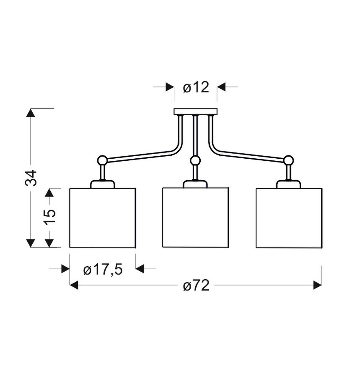 DECKENLEUCHTE Topi 72/72/34 cm   - Creme/Schwarz, KONVENTIONELL, Kunststoff/Metall (72/72/34cm)
