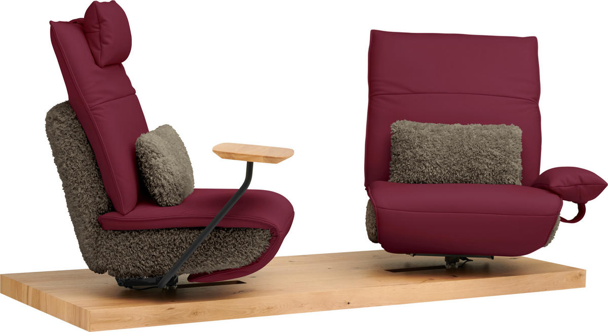 2-SITZER-SOFA  in Hochflor Echtleder Rot, Dunkelbraun  - Dunkelbraun/Rot, Design, Leder/Holz (240/65/104cm) - Koinor