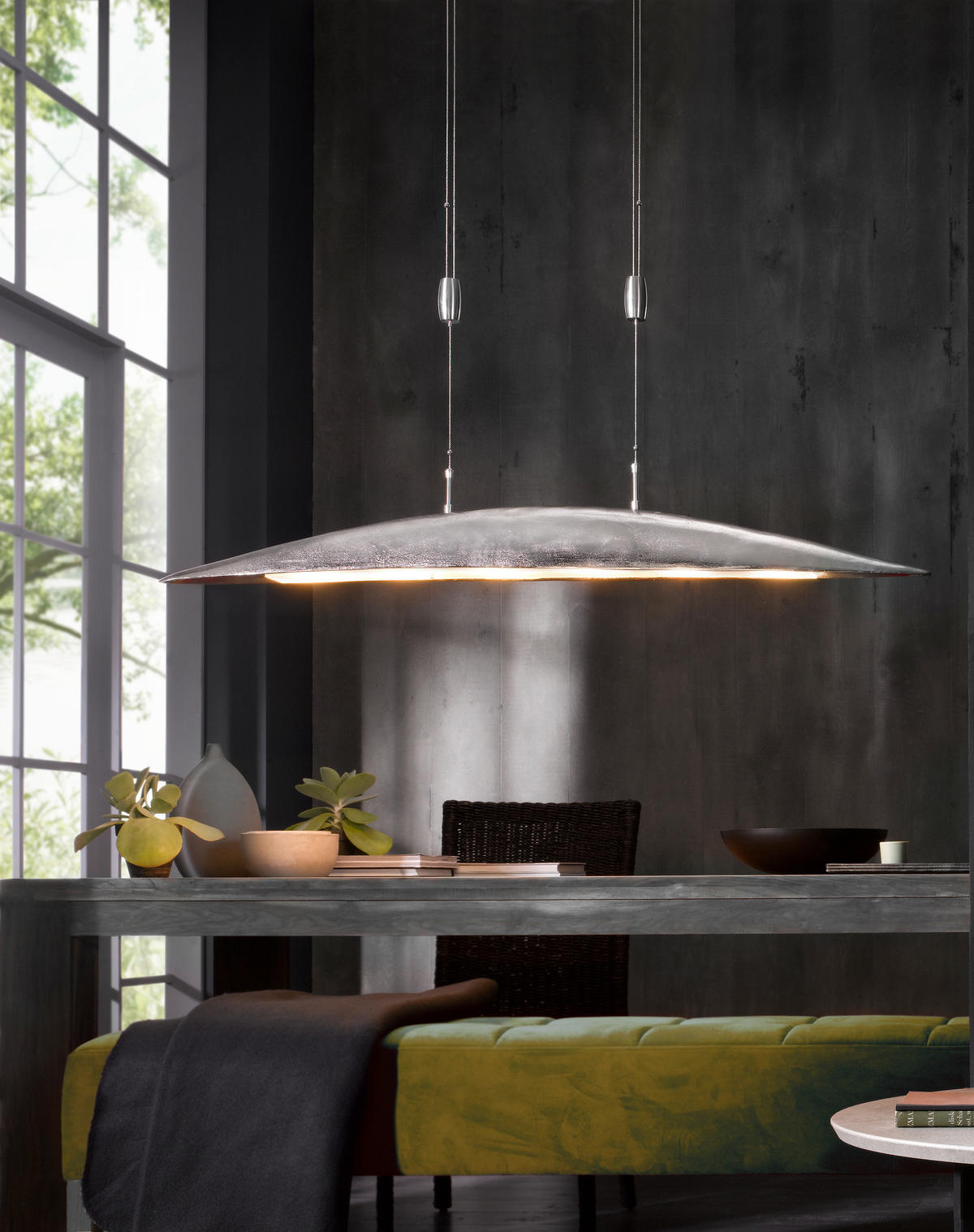 LED-HÄNGLAMPA 28,5/140 cm  - nickelfärgad, Design, metall (28,5/140cm) - Fischer & Honsel