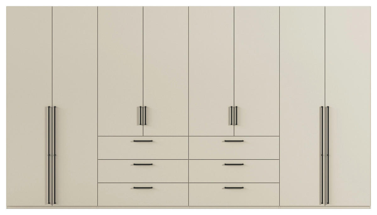 DREHTÜRENSCHRANK 400/235/61 cm,  in Champagner, 8-türig  - Champagner/Schwarz, Basics, Holzwerkstoff/Metall (400/235/61cm) - Novel