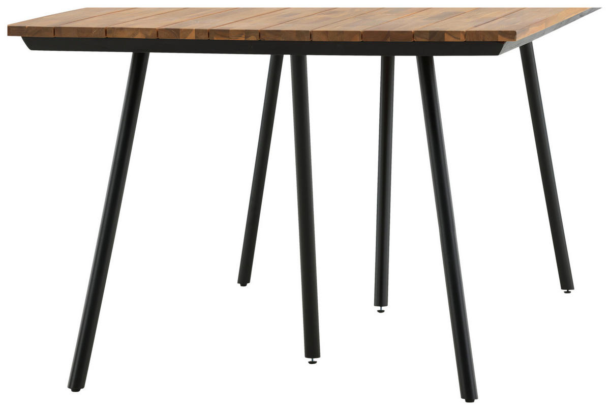 GARTENTISCH 200/100/74 cm Holz, Metall rechteckig  - Schwarz/Teakfarben, KONVENTIONELL, Holz/Metall (200/100/74cm) - Gardenson