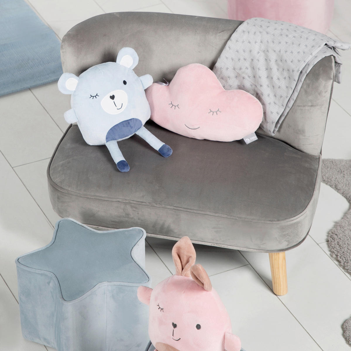 KINDERSOFA - Silberfarben/Grau, Basics, Textil (70/50/48cm) - Roba