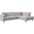 ECKSOFA  in Webstoff Hellgrau  302/216 cm  - Hellgrau/Schwarz, Design, Holz/Textil (302/216cm) - Xora