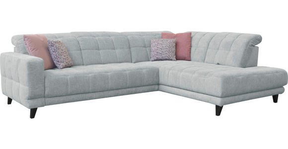 ECKSOFA  in Webstoff Hellgrau  302/216 cm  - Hellgrau/Schwarz, Design, Holz/Textil (302/216cm) - Xora