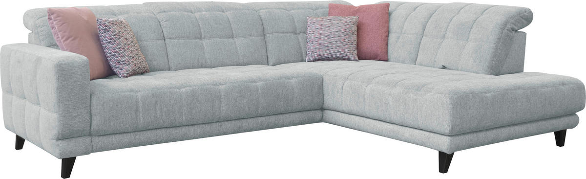 ECKSOFA  in Webstoff Hellgrau  302/216 cm  - Hellgrau/Schwarz, Design, Holz/Textil (302/216cm) - Xora