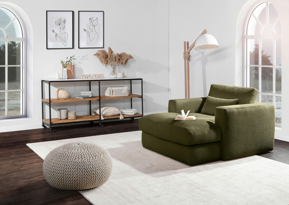 XXL-SESSEL - Dunkelgrün/Schwarz, ROMANTIK / LANDHAUS, Kunststoff/Textil (120/67/140cm) - Landscape