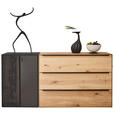 SIDEBOARD Schwarz, Eichefarben  184/90,3/47,1 cm  - Eichefarben/Anthrazit, Natur, Glas/Holz (184/90,3/47,1cm) - Valnatura