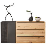 SIDEBOARD Schwarz, Eichefarben  184/90,3/47,1 cm  - Eichefarben/Anthrazit, Natur, Glas/Holz (184/90,3/47,1cm) - Valnatura