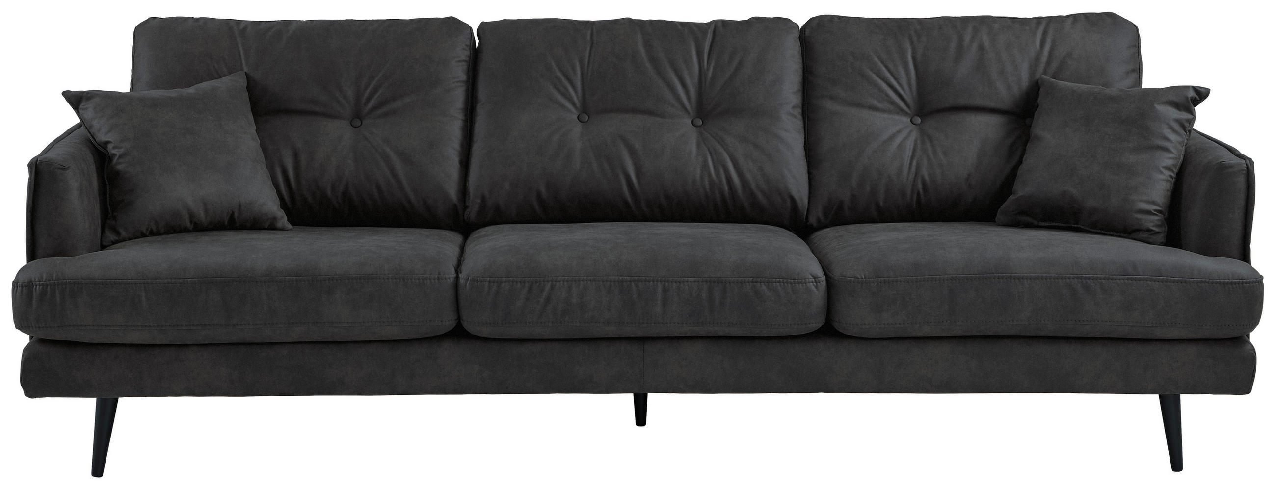 3-SITZER-SOFA Mikrofaser Anthrazit  - Anthrazit/Schwarz, Design, Holz/Textil (257/89/92cm) - Livetastic