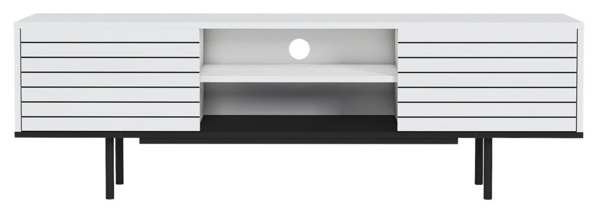LOWBOARD Kyoto 160/50,5/35 cm  - Weiss/Schwarz, Design, Holzwerkstoff (160/50,5/35cm) - Livetastic