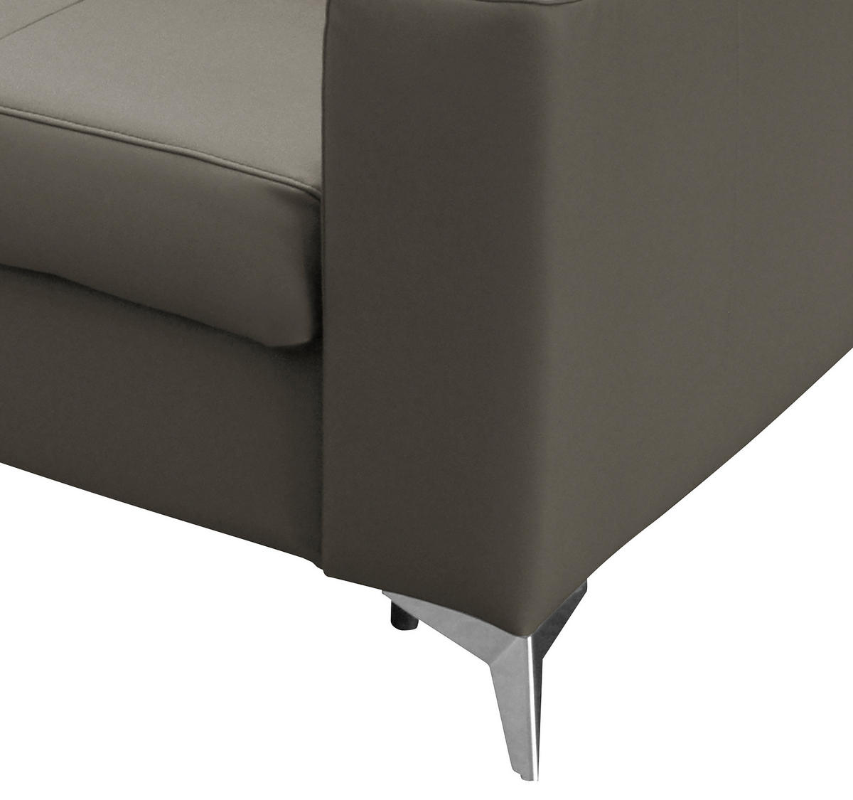 SCHLAFSOFA Schlammfarben Echtleder Lederlook  - Schlammfarben/Silberfarben, Design, Leder/Textil (206/95/101cm) - Livetastic