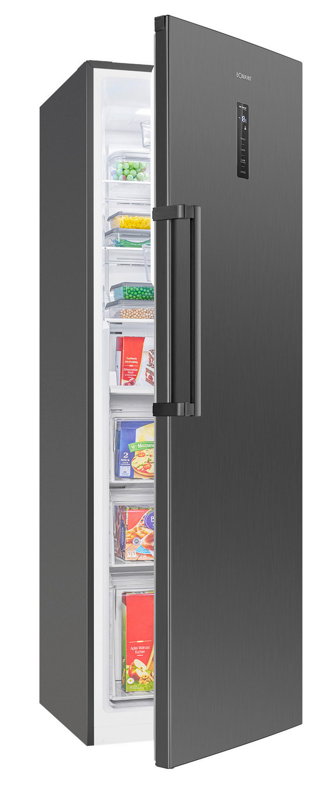 GEFRIERSCHRANK KG 7371  - Schwarzchrom, Trend, Kunststoff (60/185/66cm) - Bomann