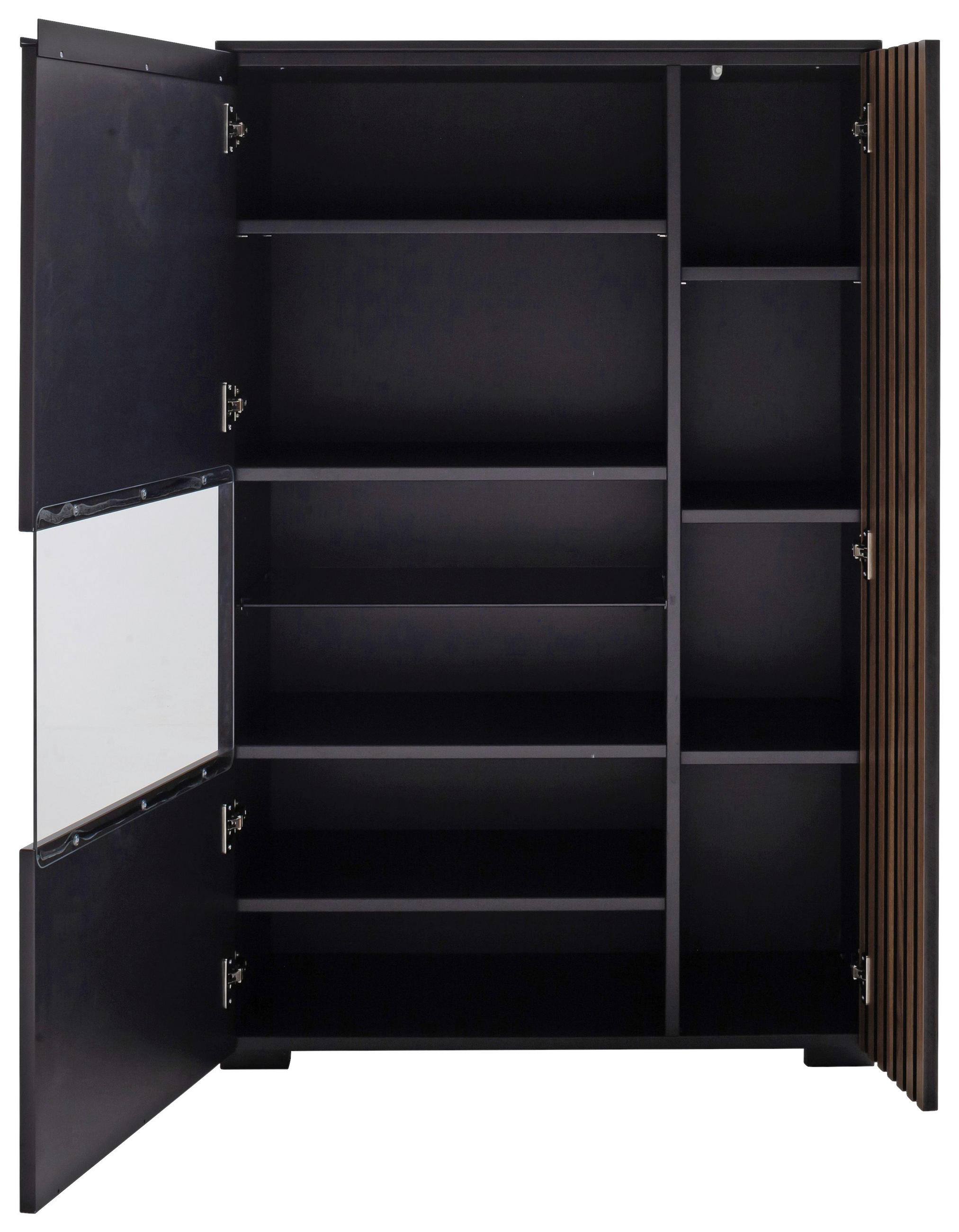 HIGHBOARD  in 87/136/45 cm  - Anthrazit/Nussbaumfarben, Design, Glas/Holz (87/136/45cm) - Moderano