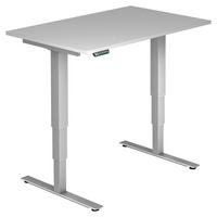 SCHREIBTISCH 120/80/63,5-128,5 cm Grau, Silberfarben elektrisch höhenverstellbar  - Silberfarben/Grau, KONVENTIONELL, Holzwerkstoff/Metall (120/80/63,5-128,5cm) - Venda