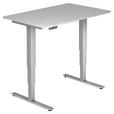 SCHREIBTISCH 120/80/63,5-128,5 cm Grau, Silberfarben elektrisch höhenverstellbar  - Silberfarben/Grau, KONVENTIONELL, Holzwerkstoff/Metall (120/80/63,5-128,5cm) - Venda